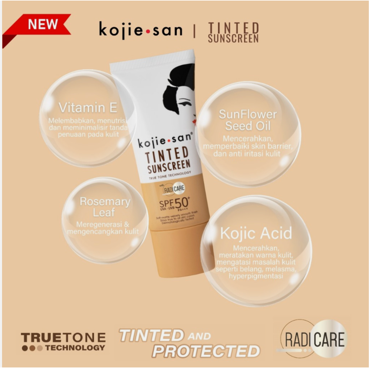 Kojie San Tinted Sunscreen SPF50+ PA+++ 50g
