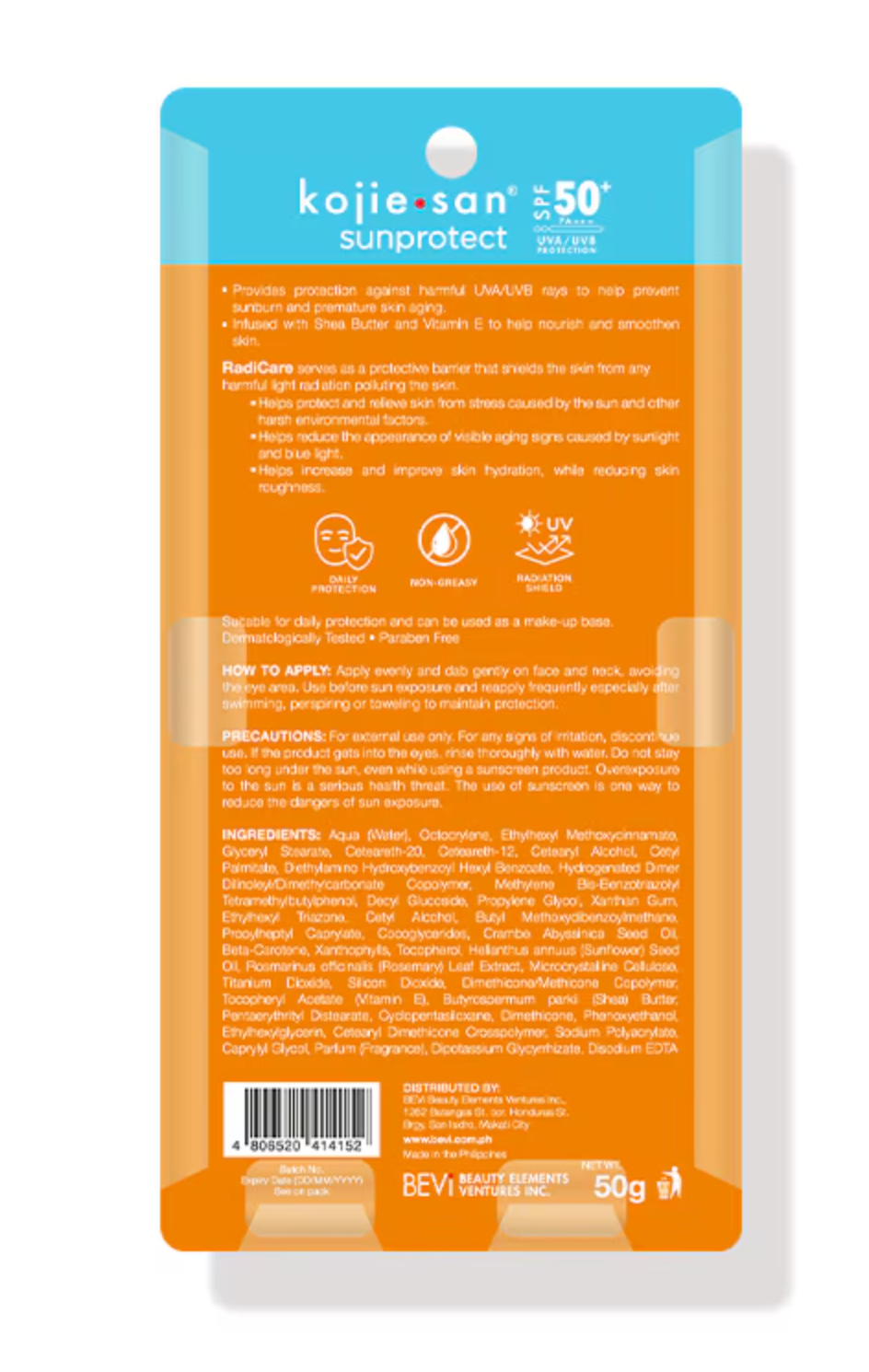 Kojie San SunProtect SPF 50+ PA+++ Face Sunscreen (50g)