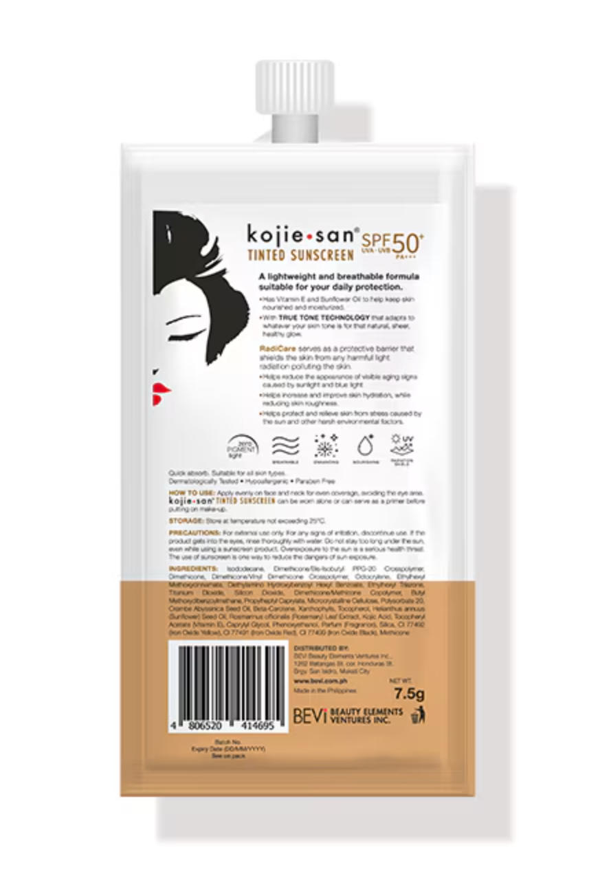 Kojie San Tinted Sunscreen SPF 50+ PA+++ (7.5g Sachet)