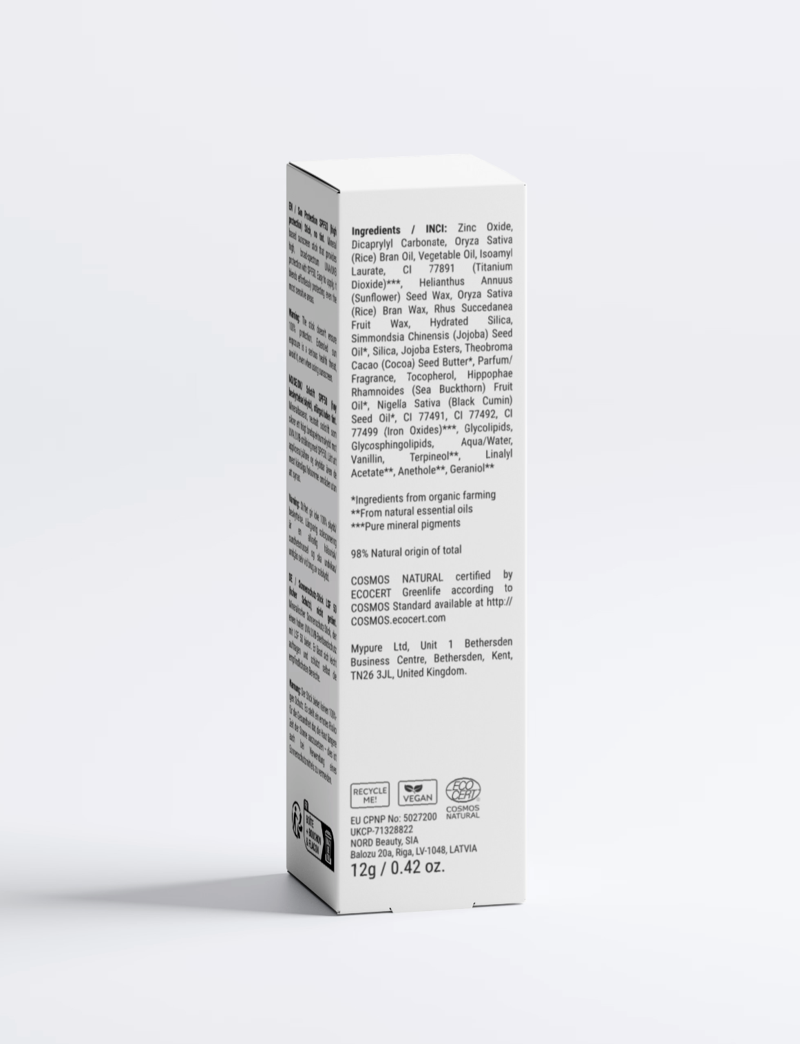 Wrinkle Skin Laboratories SPF 50 Mineral Sunscreen Stick (12g)